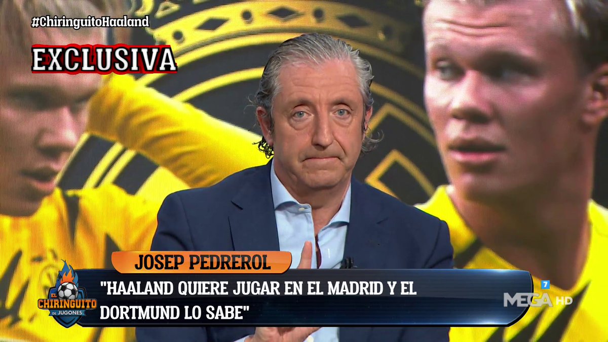elchiringuitotv's tweet photo. 🚨🚨EXCLUSIVA de @jpedrerol🚨🚨 

"HAALAND se QUIERE IR al Real MADRID en JUNIO. Falta que el presidente del DORTMUND ACEPTE y le ponga precio" #ChiringuitoHaaland https://t.co/GVR1RVtUc0