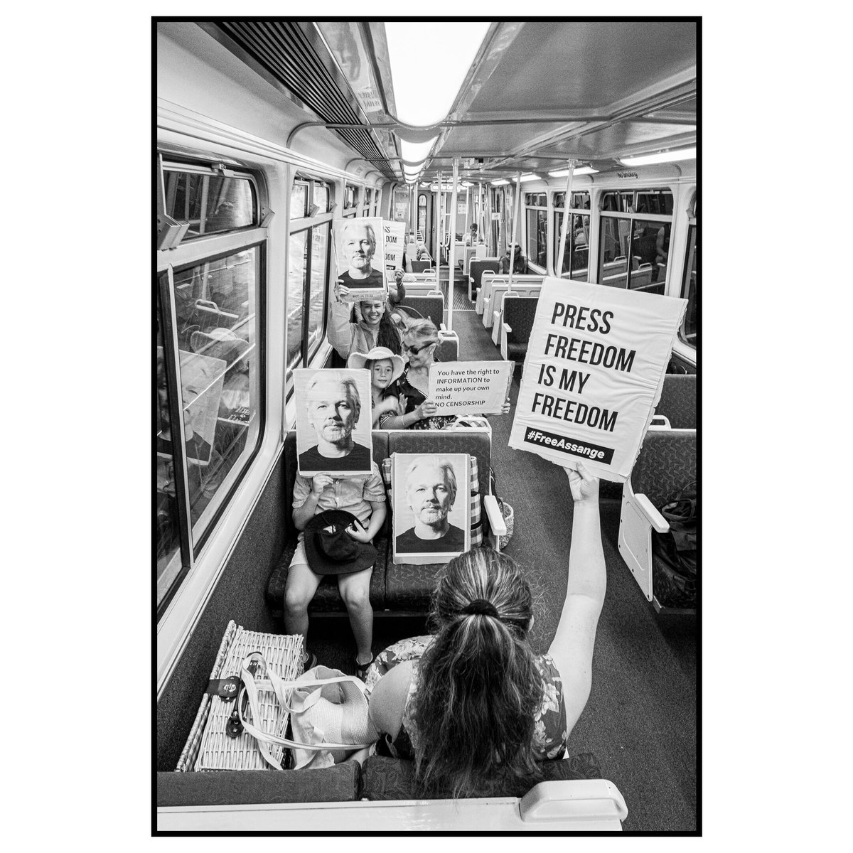 ActionAssange's tweet photo. #Assange

A DAY OUT FOR JULIAN ASSANGE Sat March 27
was based on the historical spaces the Civil Rights movement occupied.

We used public transport, the library and the ice cream shop.  A experiment in public space and censorship. 
Thank you Zander Mylo for you Beautiful images. https://t.co/vPcgsMjs33