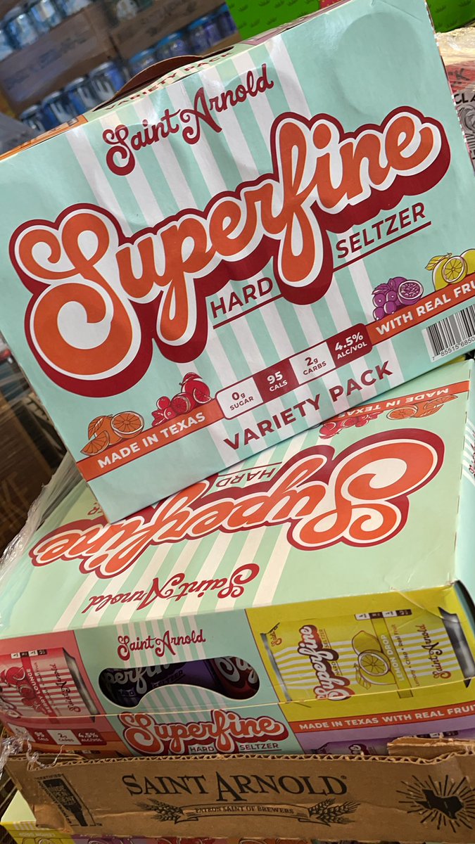 Our very own <a href="/SaintArnold/">Saint Arnold Brewing Company</a> is officially in the seltzer game! 
Superfine Seltzer is a made from real fruit and has cocktail-inspired flavors:
• Lemon Drop
• Berry Lounge
• Sangria Sunset
•Mimosa Morning
🍊 🍓 🍇 🍋 🍊 🍓 🍇 🍋 🍊🍓🍇