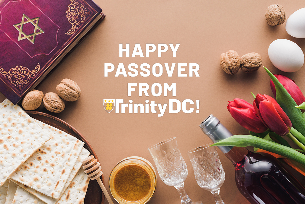 TrinityDC's tweet photo. Happy #Passover to our #TrinityDCCommunity.
While gatherings and celebrations will be smaller again this year, know that, in Spirit, we celebrate the gift of freedom!
#Blessings! - @annhsndden, @SNDdeN, #TrinityDC Campus Ministry https://t.co/vBWUtRcIKp