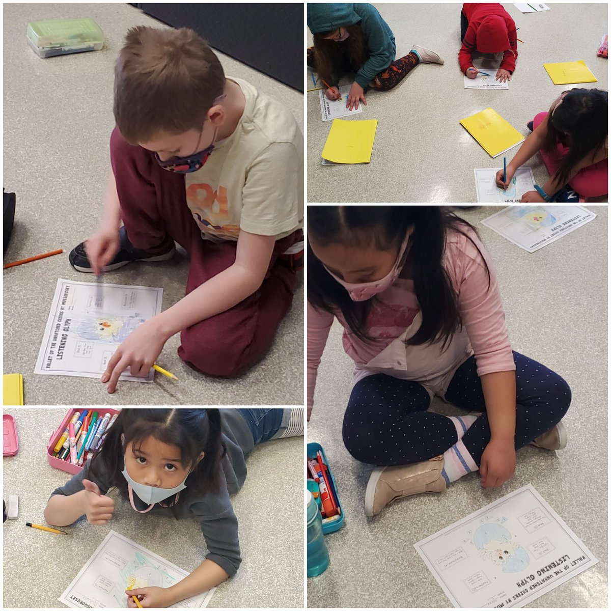 BrookeJude's tweet photo. Gr. 3/4 listened to Ballet of the Unhatched Chicks by Mussorsgky today! We reviewed tempo to determine the colour of his shell and everyone decided to color the background blue for "I really loved the piece." @GPCSD https://t.co/XypYrRgekQ