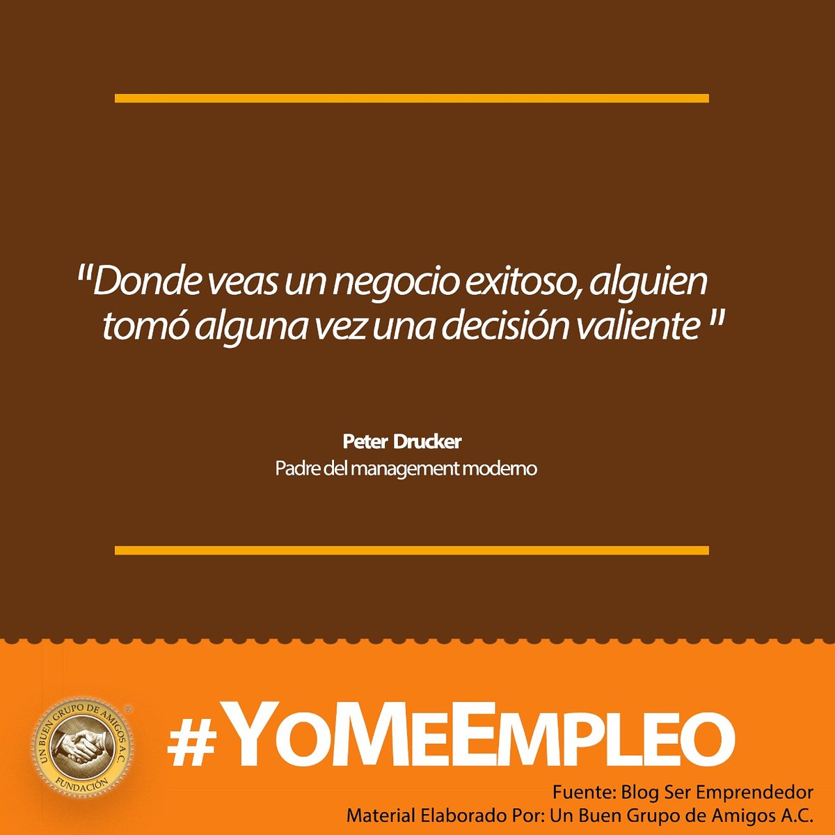 fundacionubga's tweet photo. Este lunes te compartimos una frase del consultor Peter Drucker, considerado como el mayor filósofo de la administración, quien nos motiva a ser persistentes con nuestras meta y dar lucha, a eso que tanto anhelamos. 🤓

Excelente inicio de semana.🙌

#RetosYOportunidadesDeVida 🤝 https://t.co/WFh4krbidi