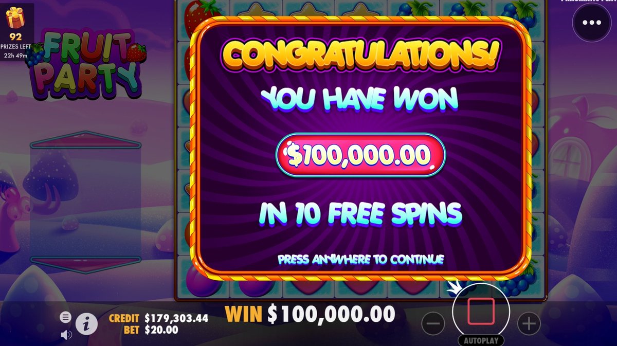 ProdigyDDK's tweet photo. WE  JUST HIT $100,000 WIN ON FRUIT PARTY!!!

MAX WIN WTFFFFFFF https://t.co/URPlw49Qat