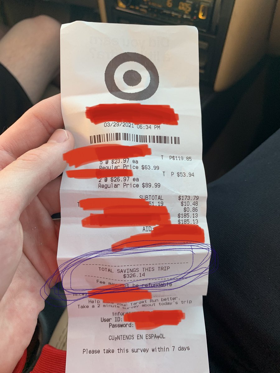 pricematchGOAT's tweet image. PRICE MATCHING HISTORY:
@twitchOGelliott just saved $326.14 in ONE STORE TRIP 💪
Retail price of 7 items: $499.93
Price paid (after price match): $173.79
Check the receipt 👇
Wait til he starts reselling these bad boys 🚀🚀