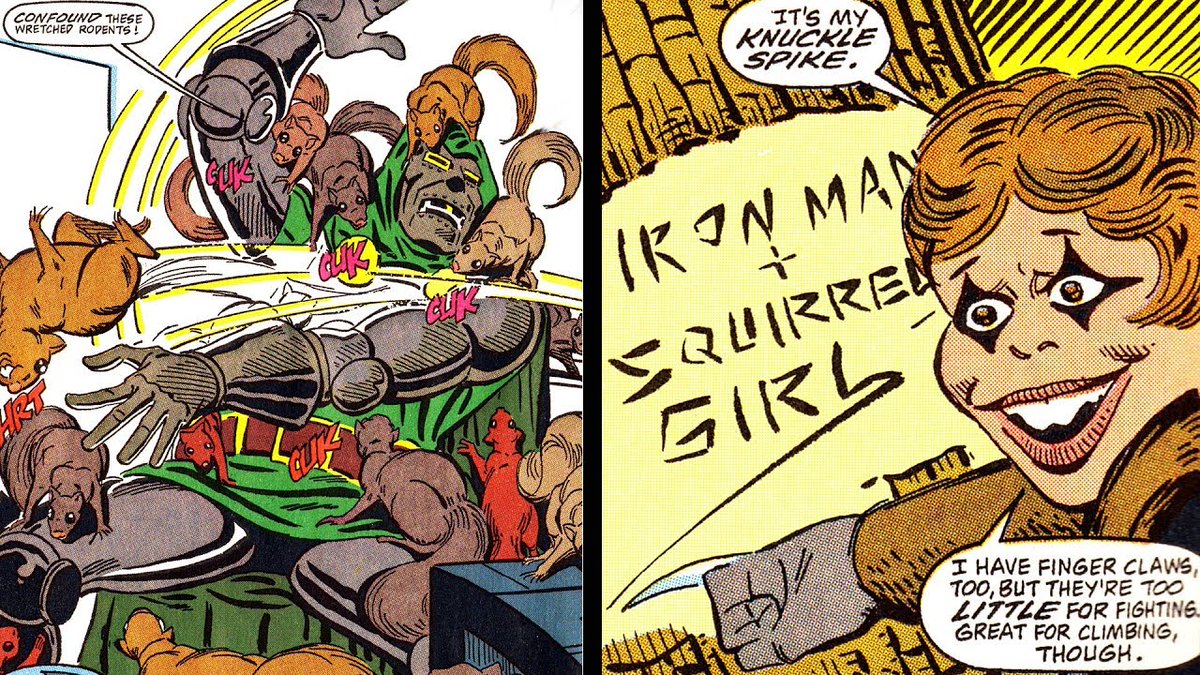 I'm reading up on her and I might have to get into squirrel girl lol 

She was a super weird and creepy joke character just like Toad 

She even tried to work with Iron Man like Toad did with Spiderman?? 

I could see them immediately getting along
(And WOW old spidey was a dick) 