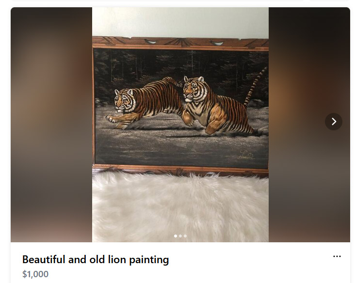 I have two very specific questions about this $1000 lion painting.