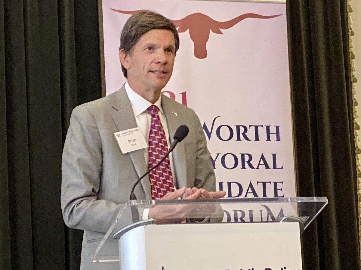 BudKennedy's tweet photo. Candidates @MattieforMayor Parker and Brian @Byrd4Mayor among early speakers, sticking to basic stump speeches at @TPPF Fort Worth mayoral candidate forum #dfwelex https://t.co/PxIlrJe6p2