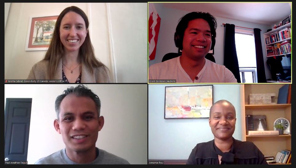 FilCanPolitics's tweet photo. Wonderful conversation with Green Party Leader @AnnamiePaul about her commitment to bring in Filipino-Canadians as @CanadianGreens candidates in the next federal election. Interested in stepping up? Get in touch and we'll connect you! #TimeToRunGREEN #cdnpoli https://t.co/Krpx71Zqbt