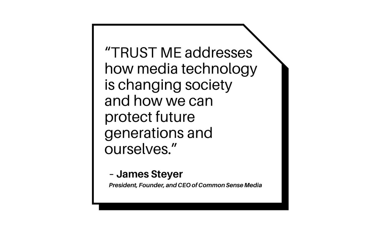 TRUSTMEDOCFILM's tweet photo. Are you curious about what media literacy experts are saying about "Trust Me"? ⭐
Check out what James Steyer – the founder, president, and CEO of @CommonSense – had to say about the film!
#trustmedocumentary #commonsensemedia #medialiteracy https://t.co/8R6834W0y9