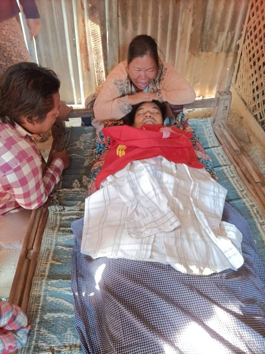 Myanmar_Now_Eng's tweet photo. Three people were killed in a junta crackdown on anti-dictatorship protesters in Myingyan, Mandalay, on Monday. Another person wounded in the shooting died this morning from their injuries. “[They were] shooting at every shadow on streets, even dogs,” a rescue worker said. https://t.co/xSBFLnAiln