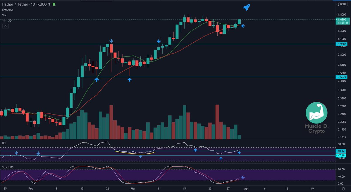 DDiaz_DanielD's tweet photo. $HTR | ๐จBREAKOUT!๐ฑ #Bullish
Yup... #FollowMyRocket ๐ Is back!๐ช
โ
Price clear above MAs, 10 curving up!๐ฑ
โ
RSI broke above resistance ~60!๐ฅ
โ
STOCH going vertical & fully recharged!๐ช https://t.co/jr6X1Eulky