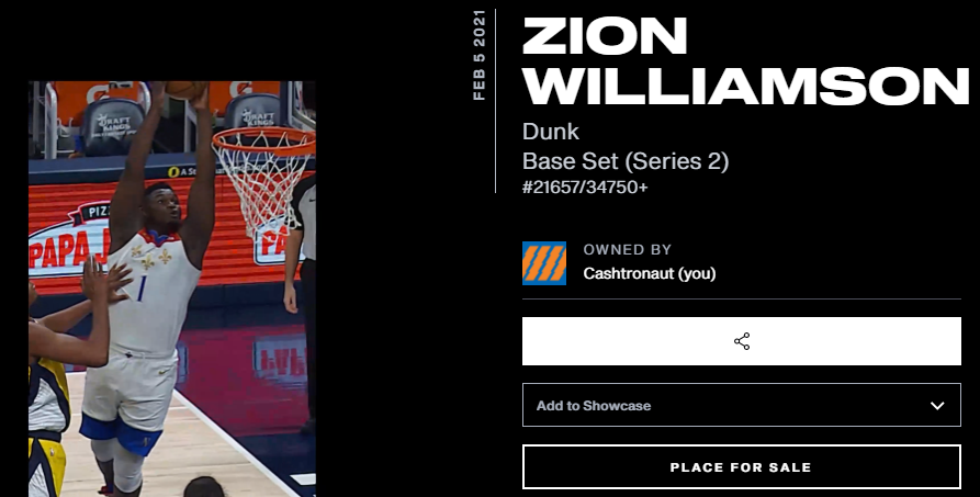 Cashtronaut_eth's tweet photo. NBA TOP SHOT #GIVEAWAY!!!

48 hours expiring 3/31 @ 9 PM PST

@nbatopshot introduced me to #NFTs so I’m giving away a ZION DUNK to give back! @Zionwilliamson 

1. Follow @Cashtronaut1
2. Like and RT this
3. Comment on why you love NFTs https://t.co/s6GJz2pqg4