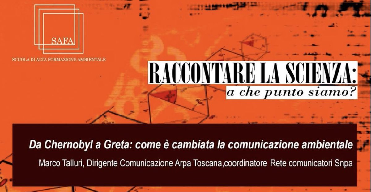 marco_talluri's tweet photo. video intervento su “Da Chernobyl a Greta: come è cambiata la #comunicazione ambientale”, con un focus su @SNPAmbiente, nel seminario “Raccontare la scienza: a che punto siamo” del 29 marzo.
@arpaumbria @arpatoscana @CittadinidiTwtt @Ferpi2puntozero 
https://t.co/e1IXQoUsc9 https://t.co/MvmYrnDFMU