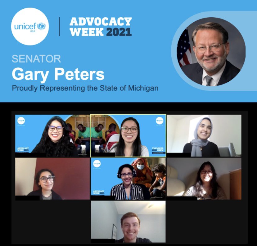 izzybell_013's tweet photo. S/o @UNICEFUSA 2021 Advocacy Week! So grateful to be able to lead amazing UNITERs during meetings with legislative offices in IN &amp; MI  #UNITE4children https://t.co/zsQuxgImox