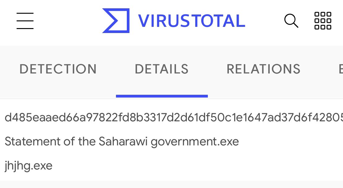 3XS0's tweet image. The Western Sahara topic was used in #HackingTeam malware in 2018:
virustotal.com/gui/file/d485e…
virustotal.com/gui/file/240a4…