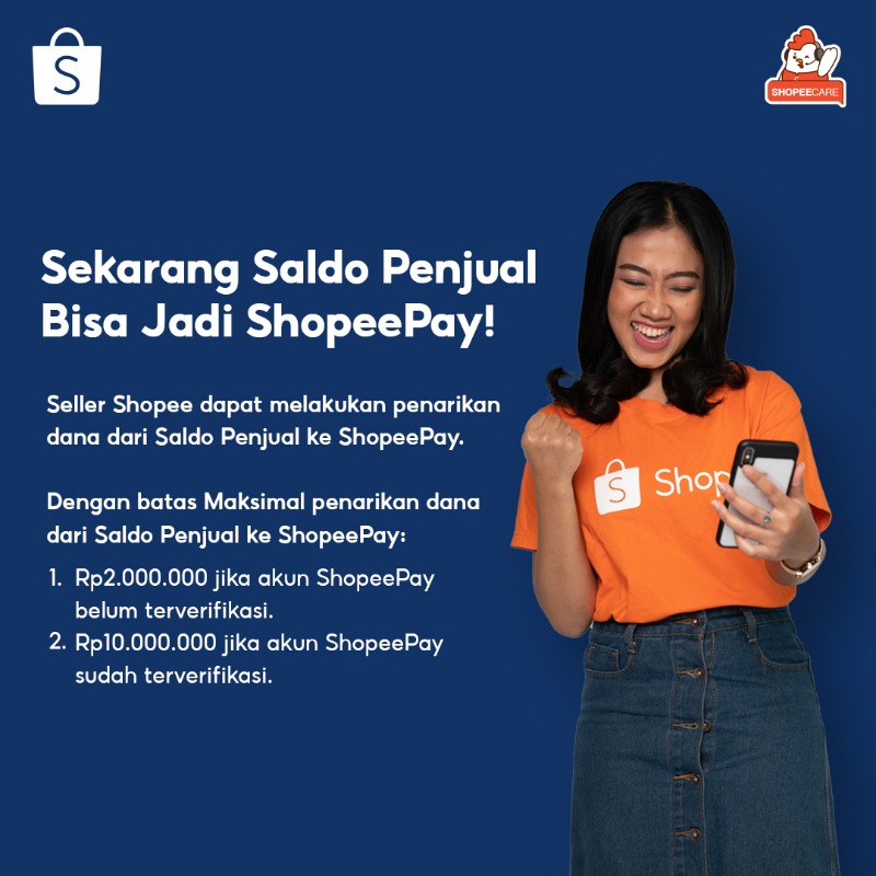 ShopeeCare's tweet photo. Yuhuu Seller Shopee!😍 Sekarang kamu bisa menyisihkan hasil jualan kamu ke ShopeePay lho😲 Pas banget nih, abis jualan bisa langsung self reward dengan belanja di Shopee!🛍️💸 Cusss disimak info Mimin ya✨ #Shopeecare