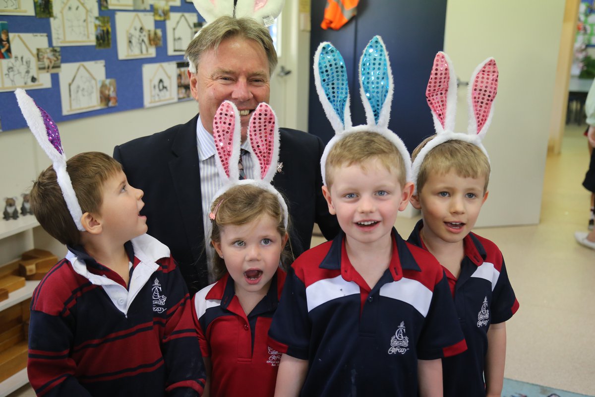 calrossy's tweet photo. Our @calrossy #preppies had a special treat today when #Principal Mr Smith dropped in the read an #EasterStory complete with rabbit ears. The kids absolutely loved it. https://t.co/kuZJsM99vo