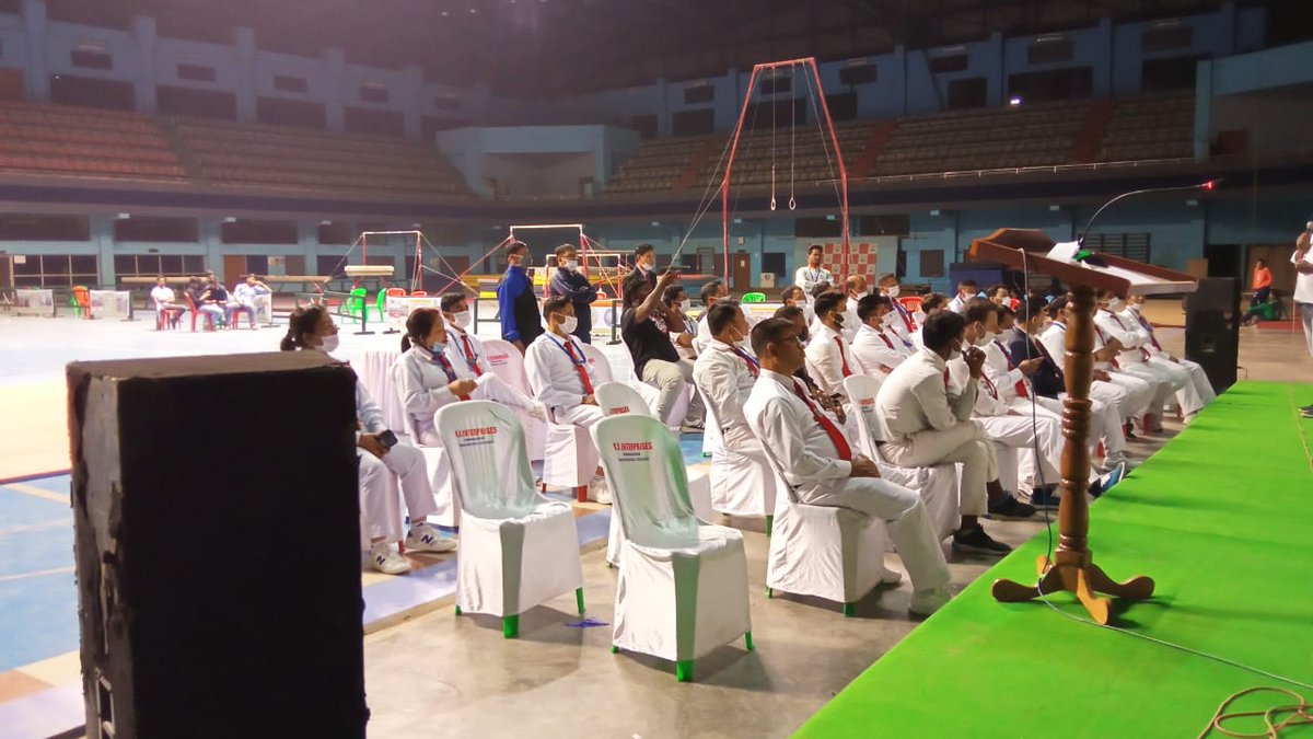 LJayantakumar's tweet photo. Really honoured to be Chief Guest  at Khuman Lampak Indoor Stadium for the  Medal Ceremony of XXVI National Thang-Ta Championship 2021 Organised by Huyel Langlon Thang-Ta Association, Manipur under the sponsorship of Thang-Ta Federation Of India. https://t.co/rKoLBOCtj2