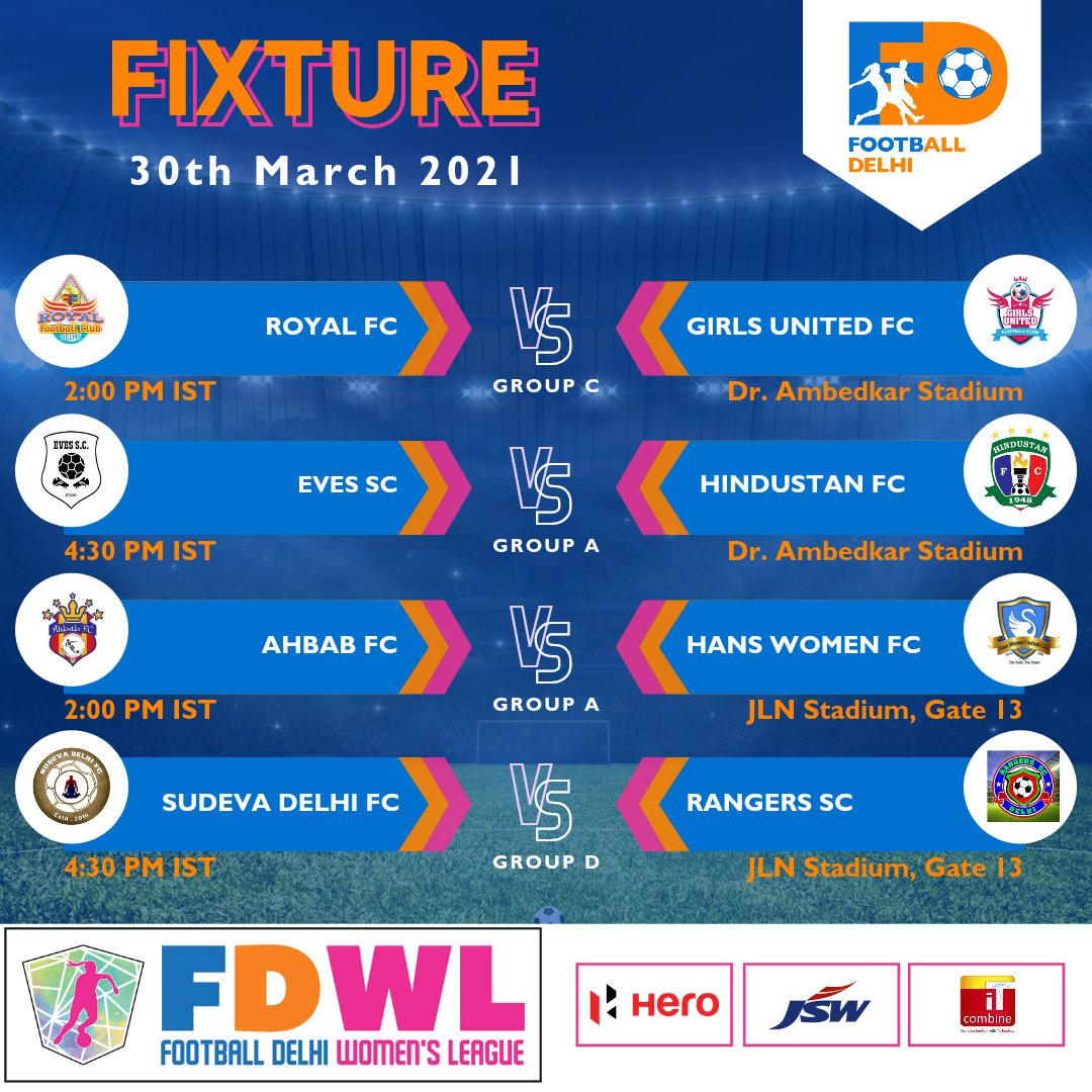 FootballDelhi's tweet photo. Delhi Women's Legaue Fixture for today.
What's your favourite team?
#FDWL #FootballDelhi #GiftABall https://t.co/4PrBriINtF