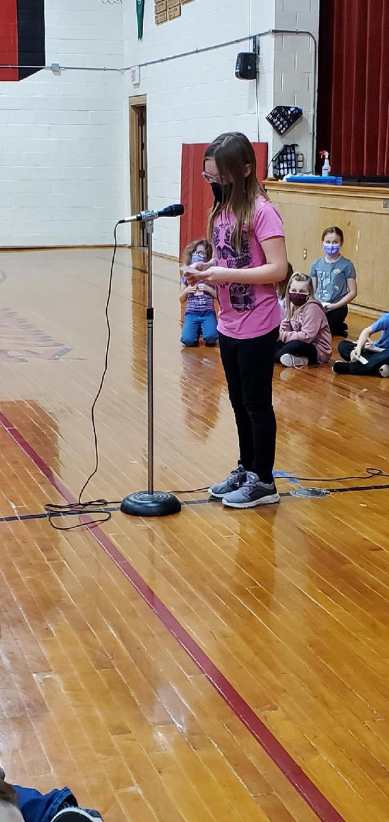 smoore2nd's tweet photo. 2nd graders leading the school with saying "The Pledge of Allegiance" and telling what we have been learning about at sunset. They both did a fantastic job! https://t.co/r53yZID2Wv