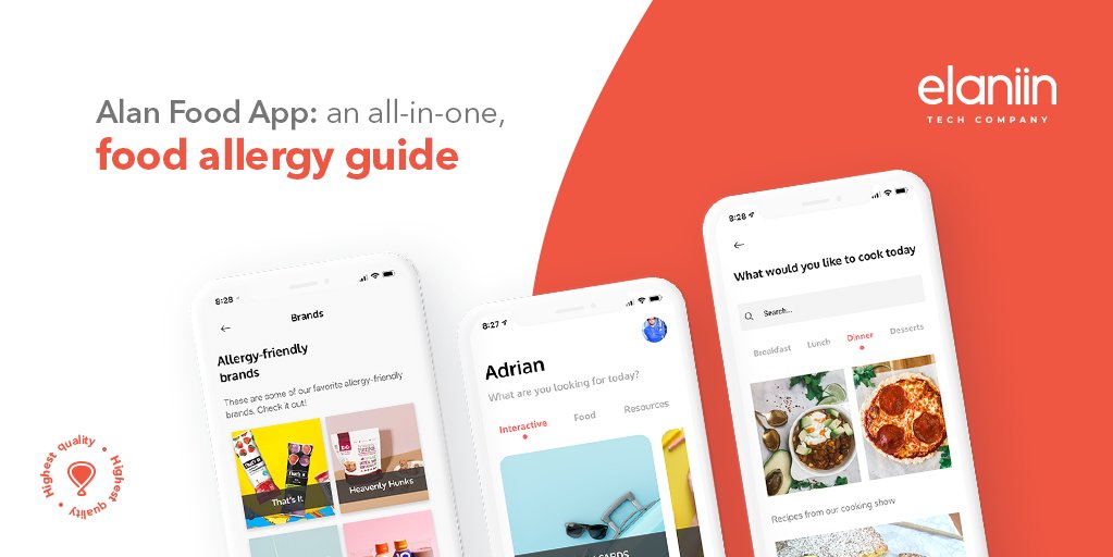Elaniin's tweet photo. The Alan App also provides an allergy translator, symptom tracker, restaurant menus, and allergy-friendly recipes.
Our #TopNotchEngineers developed it, using React Native and Laravel. https://t.co/Nvm2p0vgtt
