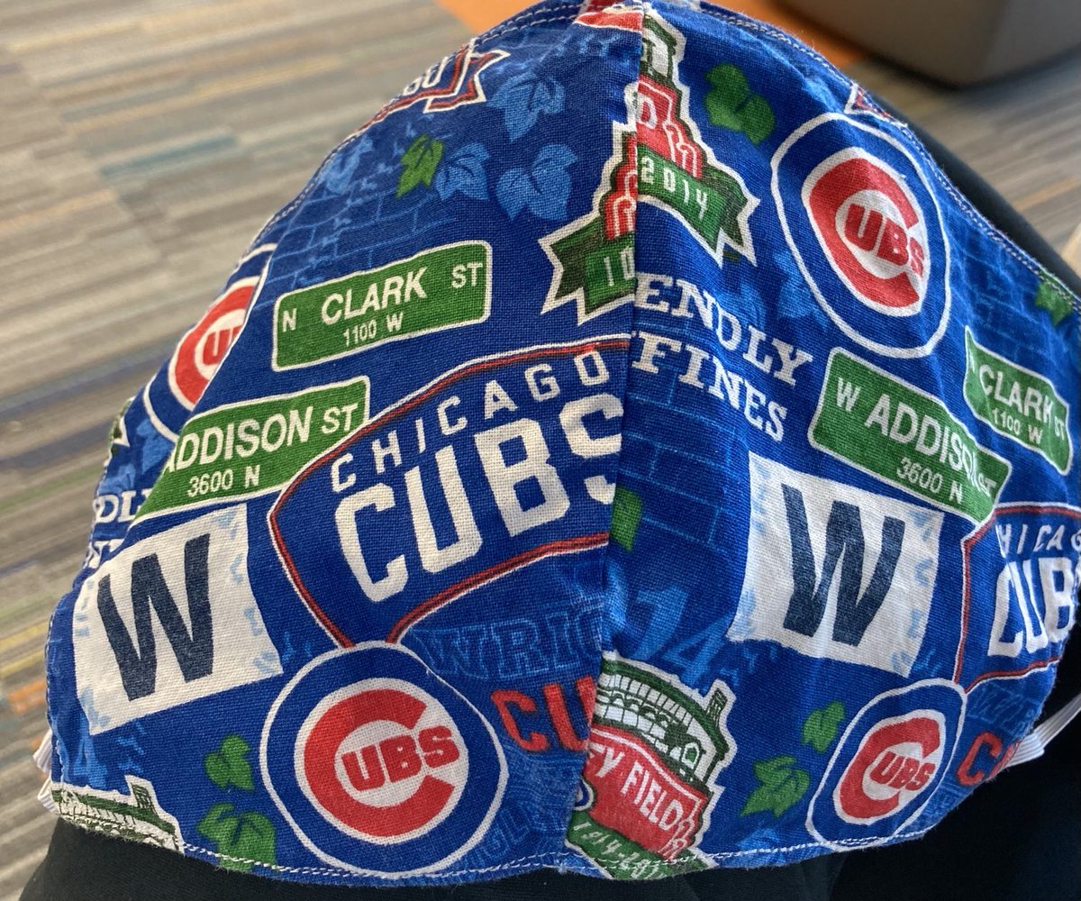 TSchackow's tweet photo. I was gifted with this mask today while working @MirroCenter! #GoCubsGo  #CovidVaccinator https://t.co/qnMqKa2Y7r