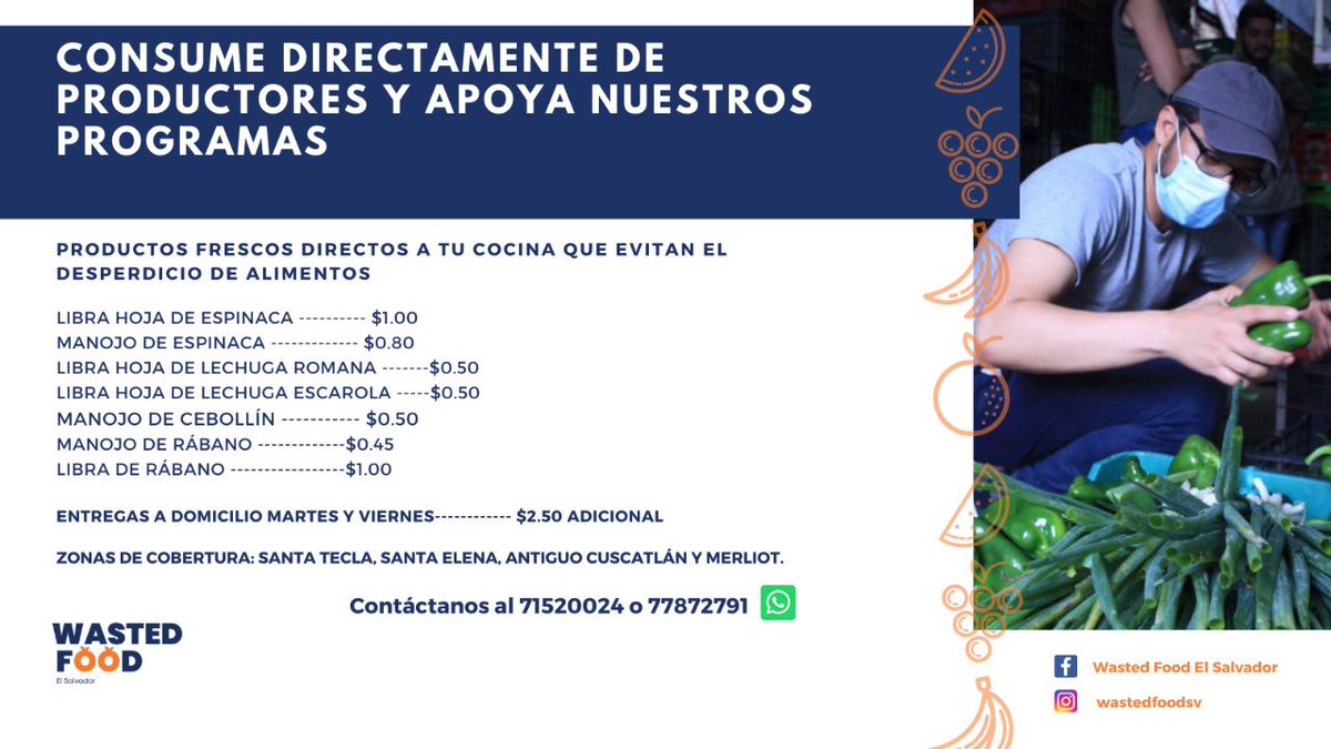wasted_food's tweet photo. Consume producto locales y apoya nuestros programas que nos permiten seguir trabajando en la disminución del desperdicio de alimentos. https://t.co/gR0gATTm5z