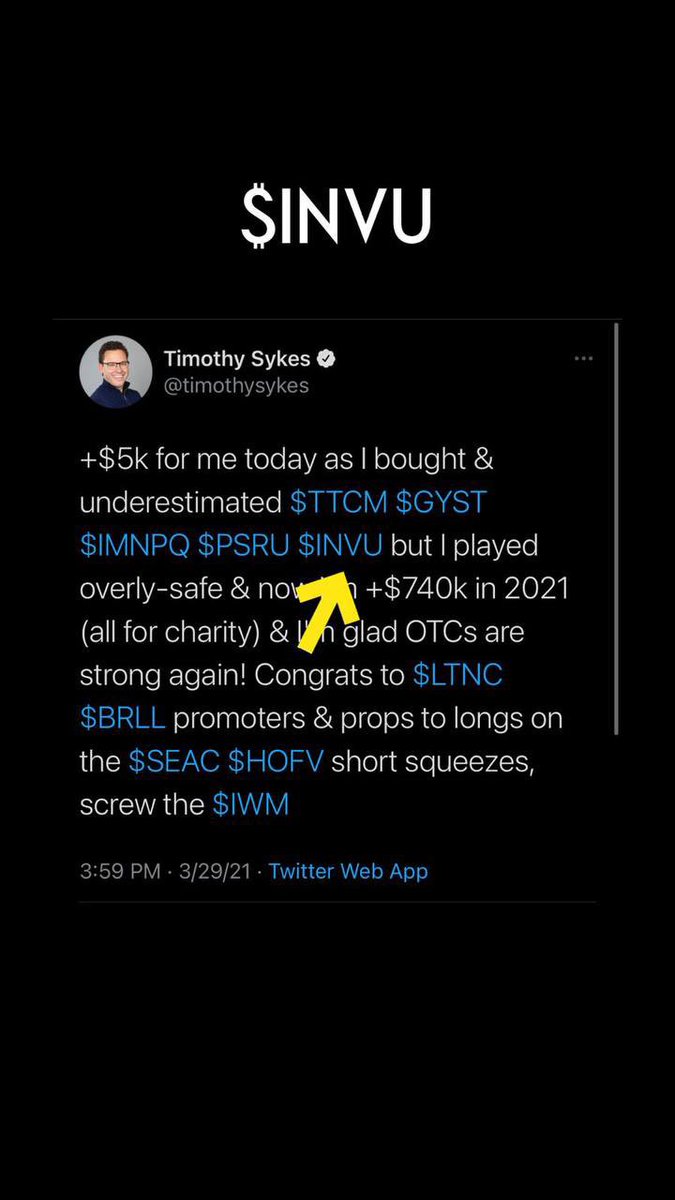 8figurevision's tweet photo. Whoa thanks @timothysykes for the shout out about our #Investview #INVU stock’s meteoric rise from 1 to 36 cents
(*past performance doesn’t guarantee future results & this is not a solicitation to buy stock) https://t.co/66IsSuMxB2