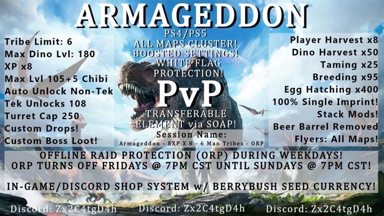 ArkArmageddon's tweet photo. Come join our server and receive a starter flier to get you started plus 7 day white flag protection! ❤️ https://t.co/efdMI2ttcU

#ark #dinosar #gamergirl #arkhaming #ARK #survivalgame #ps4 #PS5 https://t.co/hopU5mpouw