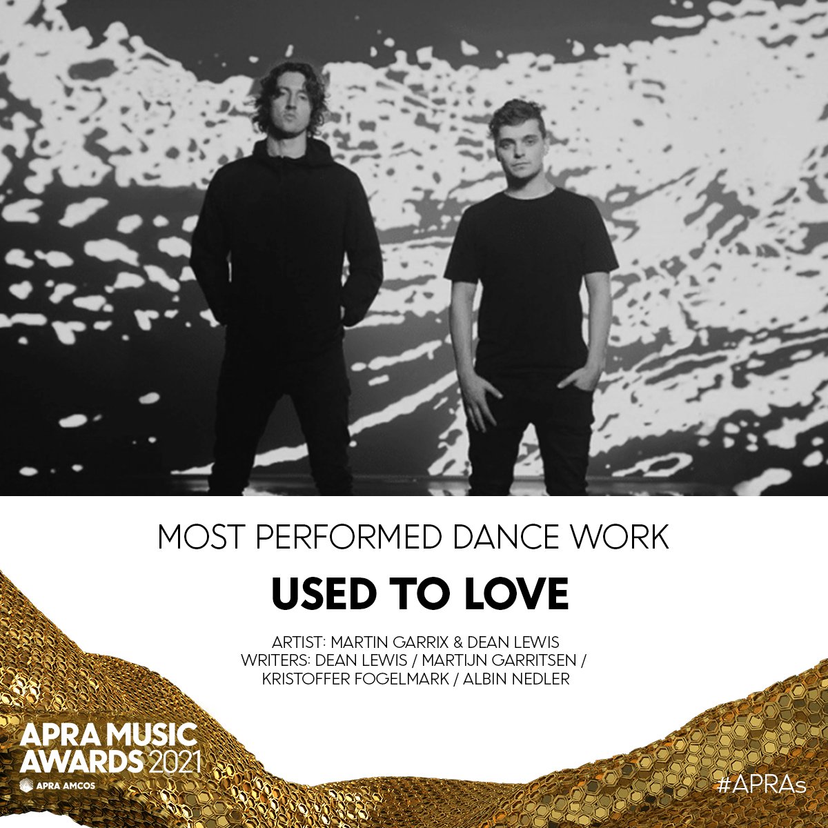 APRAAMCOS's tweet photo. We #UsedToLove @deanlewismusic as our 2020 Pop Work winner! Now he's back, this time in the Most Performed Dance Work category for his collaboration with superstar producer @MartinGarrix - congrats Dean! @kobalt @umusicpubau https://t.co/ZAyqRa66AO
