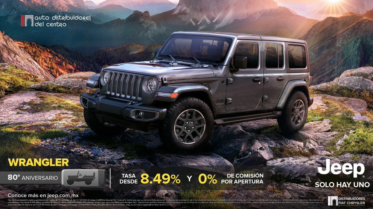 AutoDistribuid3's tweet image. Descubre tu lado aventurero con #jeepwrangler y aprovecha su tasa súper baja desde 8.49% y además 0% de comisión por apertura..! #vivelibre #jeep #aventura