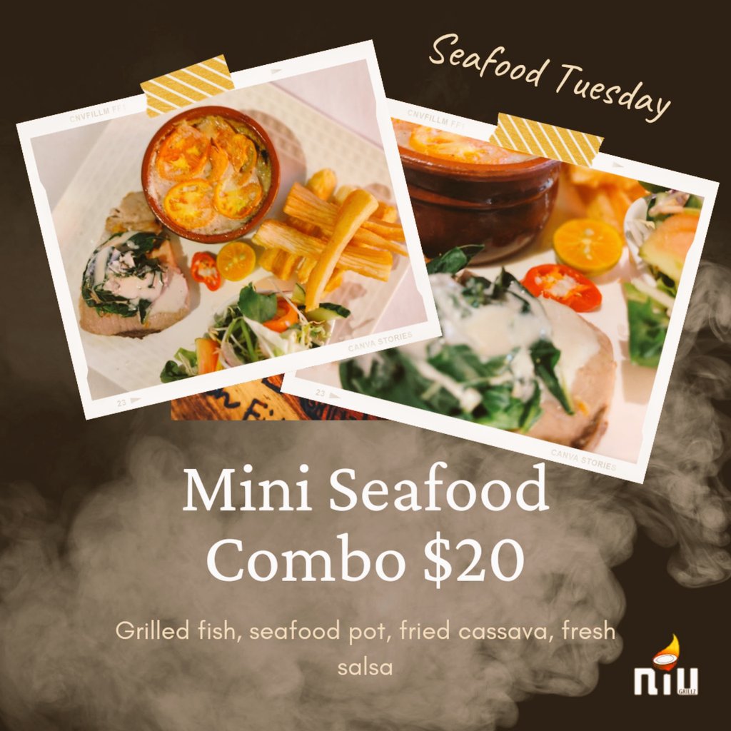 niugrillz's tweet photo. Check out our #pescatarian menu

You gotta come check it out

#niugrillz #havetocan #maikana #SeaFoodEatFood #TeamFiji #fishbowl #FishandChips #SeafoodFix #seafoodtuesday https://t.co/Ocze0fagl6