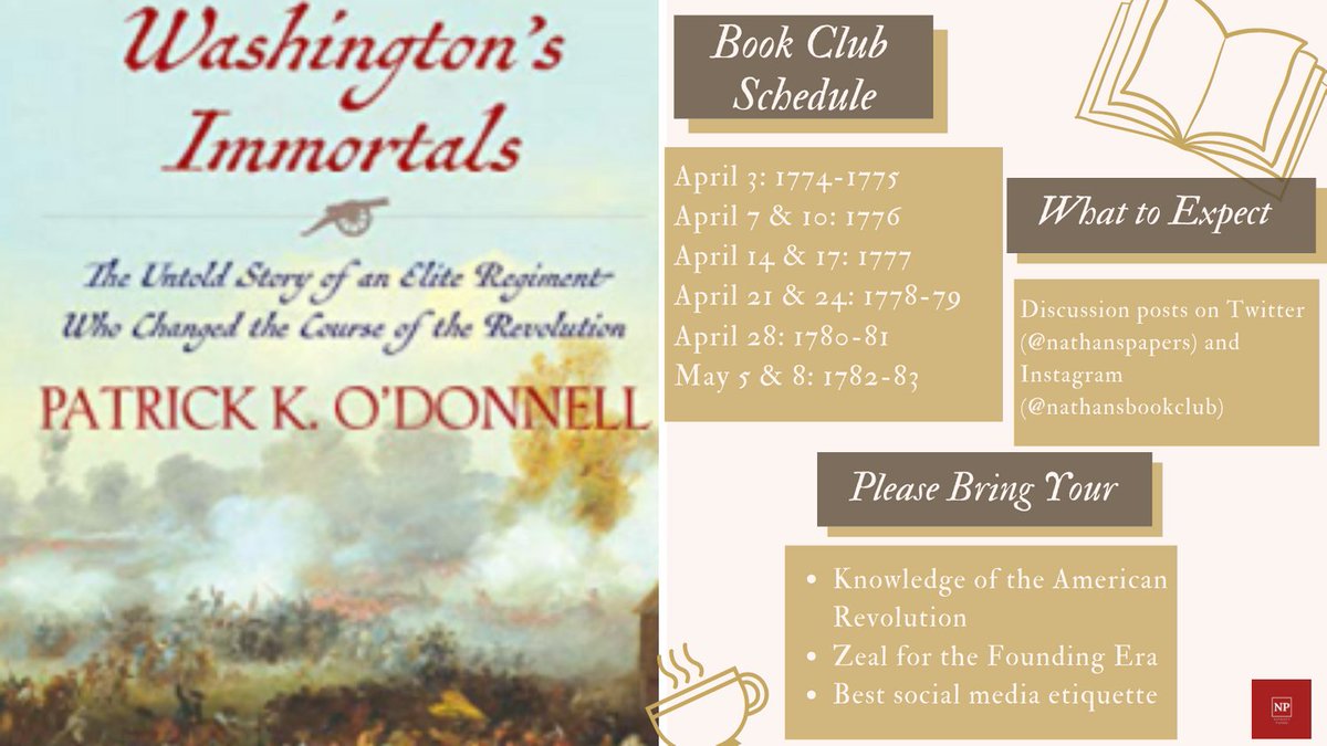 NathansPapers's tweet photo. Greetings @nathanspapers friends.  We are just about ready to launch our next #NPBookClub feature of #WashingtonsImmortals by Patrick K. O'Donnell.  We hope you are able to join us for lively discussion on a great read! https://t.co/AKKrhVNZXF