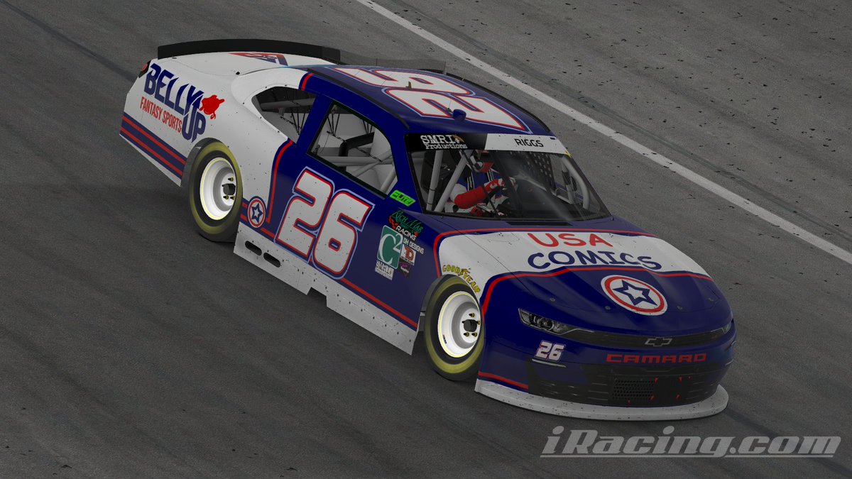 TRiggsFRN's tweet photo. Hey finally escaped having some horrible luck for a night and brought in a 10th place at Texas in the @EliteRacing_ @smriproductions Grand National Series. Had the @comics_usa/@BellyUpFantasy Camaro really rolling on the long run https://t.co/9IQelRo7rA