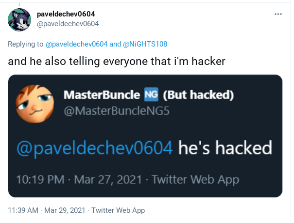 MasterBuncleNG5's tweet photo. dude im not kidding i actually hacked this fucking child's account https://t.co/yqTOaFtVq3