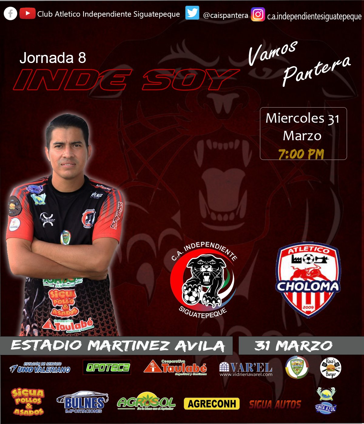 ATLETICO INDEPENDIENTE SIGUATEPEQUE on X: CUARTOS DE FINAL DE IDA A.  INDEPENDIENTE 🆚 POTROS FC 🗓 Domingo 25 de Abril 🏟 Estadio Martínez Ávila  (Siguatepeque) 🕕 6:00P.M. ¡Vamos Panteras! #LoMejorDeDiosEstaPorVenir  #IndeSOY #ElEquipoDelPueblo