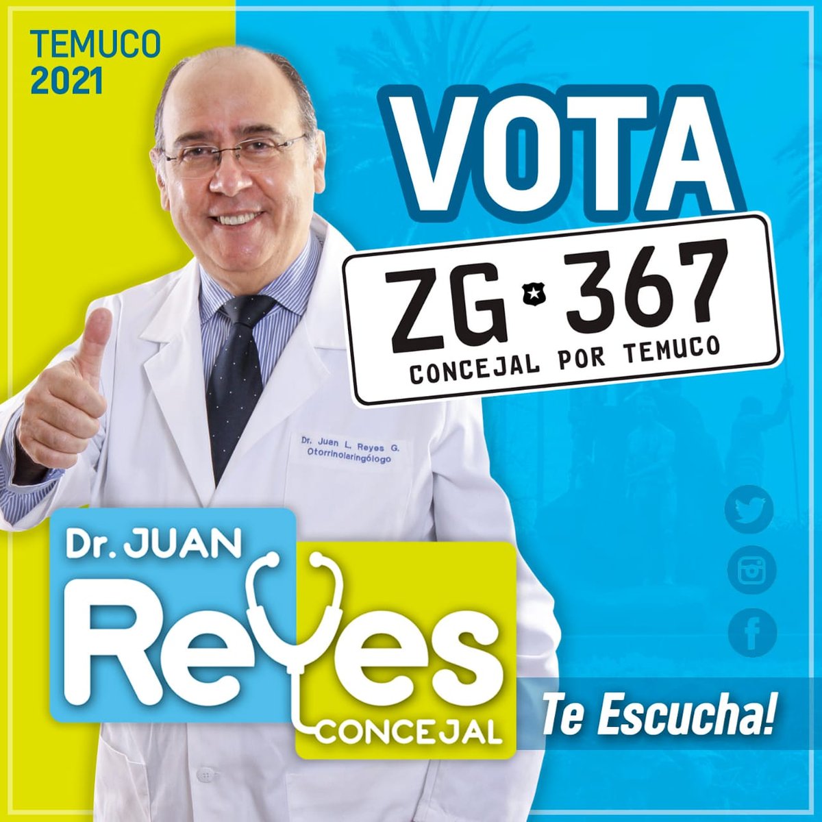 DrJuanReyes_'s tweet photo. Usemos el hashtag #DrJuanReyesConcejal 😎😎😎 

¡Que tengan una excelente semana!

Recuerda Dr. Juan Reyes ¡Te Escucha!

🗳 ZG*367 🗳

#DrJuanReyesTeEscucha
#DrJuanReyes #Elecciones2021 #ConcejalxTemuco https://t.co/kzzjeLz4Dj