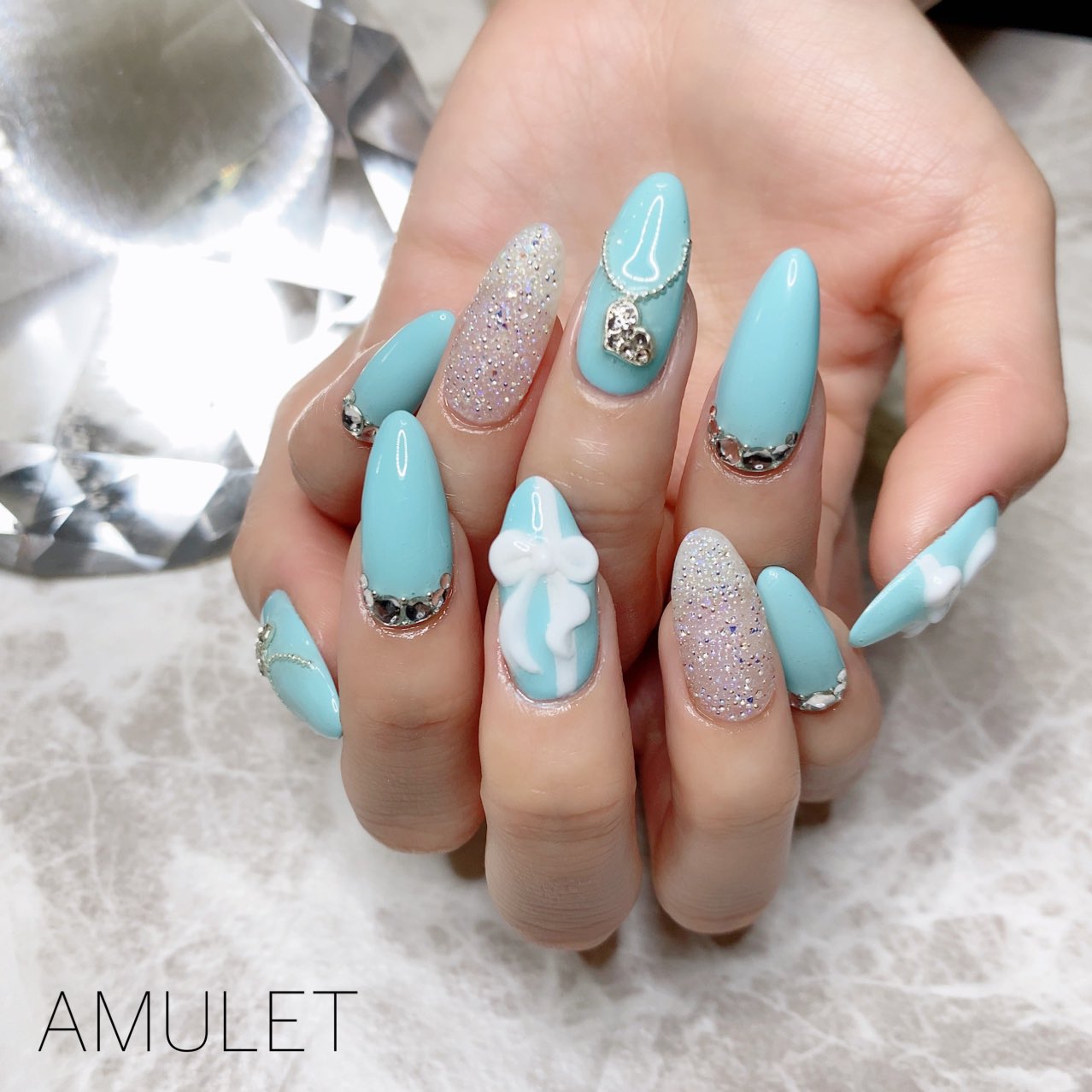 Twitter 上的 ネイルサロン アミュレット Tiffany Nail ୨୧ ジェルネイル ジェルネイルデザイン 春ネイル ブルー ネイル ティファニーネイル エンボスアート ハートネイル ネックレスネイル クリスタルピクシー ピクシーネイル 岡山ネイル 岡山ネイル