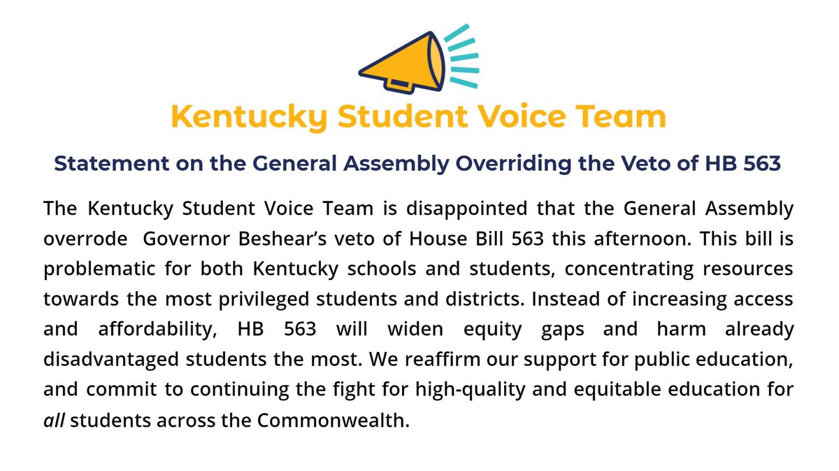 Statement on the General Assembly Overriding the Veto of HB 563