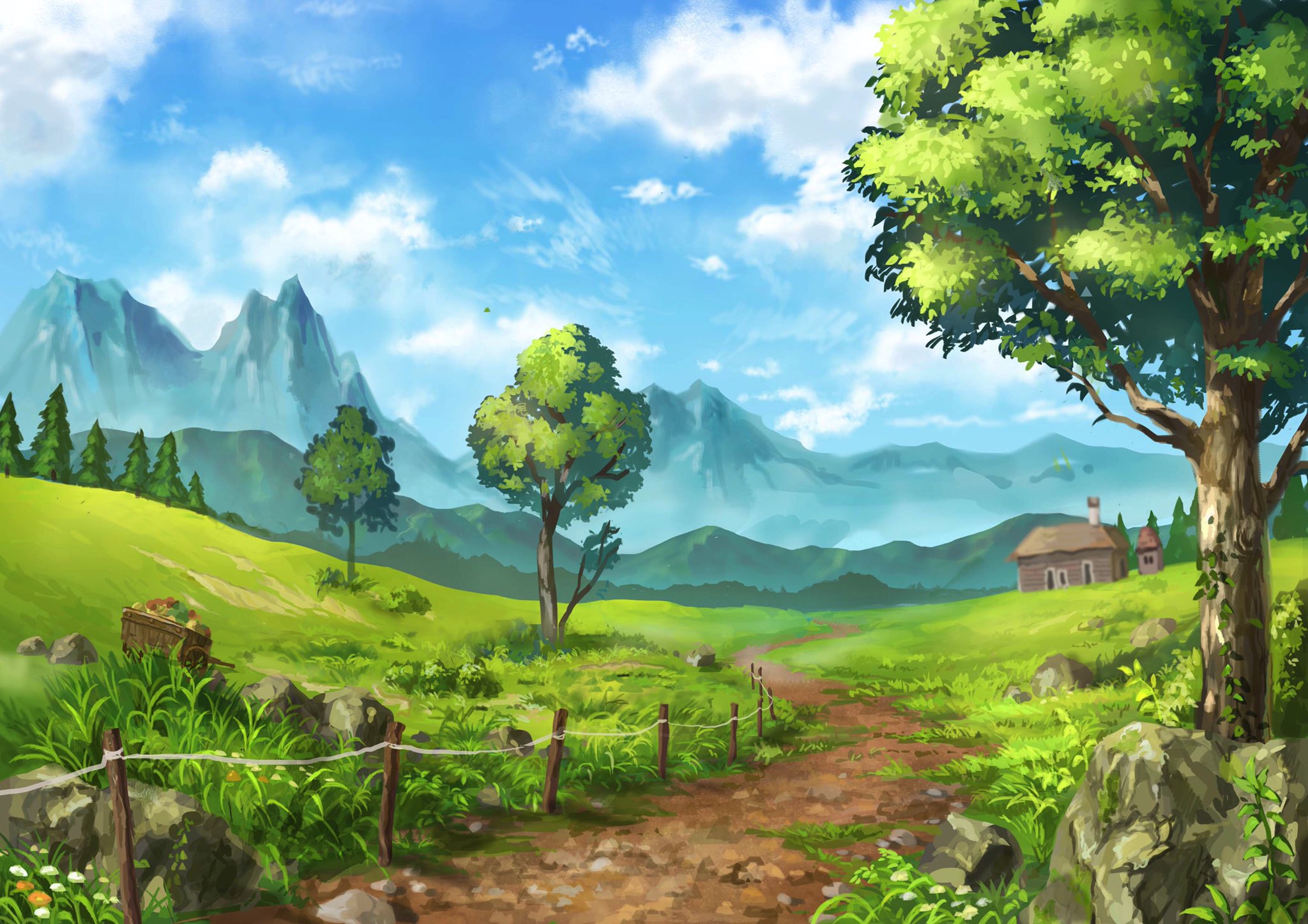 まどろみ 旅立ちの朝 フォトショ自然物練習 イラスト 風景イラスト T Co Aznkuuiuyf Twitter