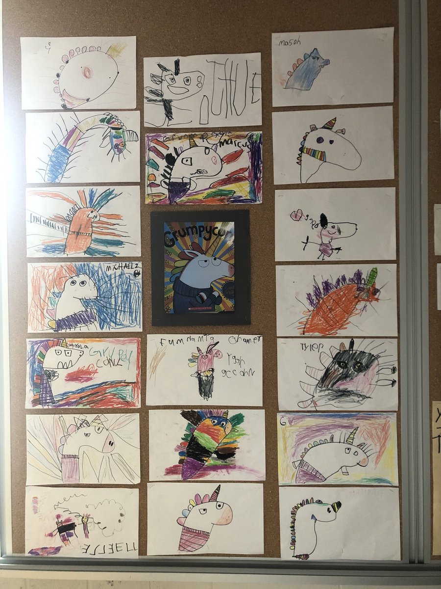 StBeneKinder103's tweet photo. During our letter “G” week we read the story Grumpy Corn. The students then drew their very own unicorns! What an amazing job they did! Thank you for the inspiration ⁦@MrsMacsKinders⁩ https://t.co/OdQCvPYXEX