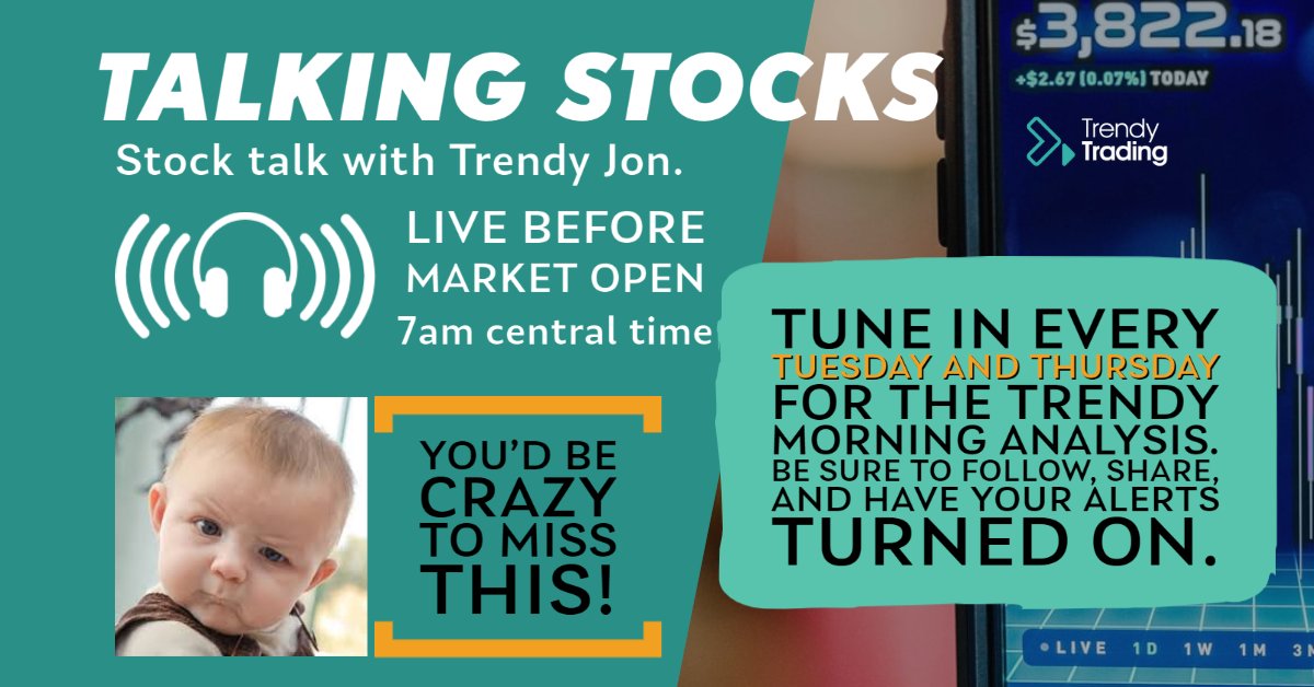 Tr3ndyJon's tweet photo. DON'T MISS #TrendyLIVE #StockMarket #StockAnalysis #Livestream tomorrow at 7am central time! Please spread the word! Like and #retweet Best Stock trading education out there!! https://t.co/8z0SO3OjEi