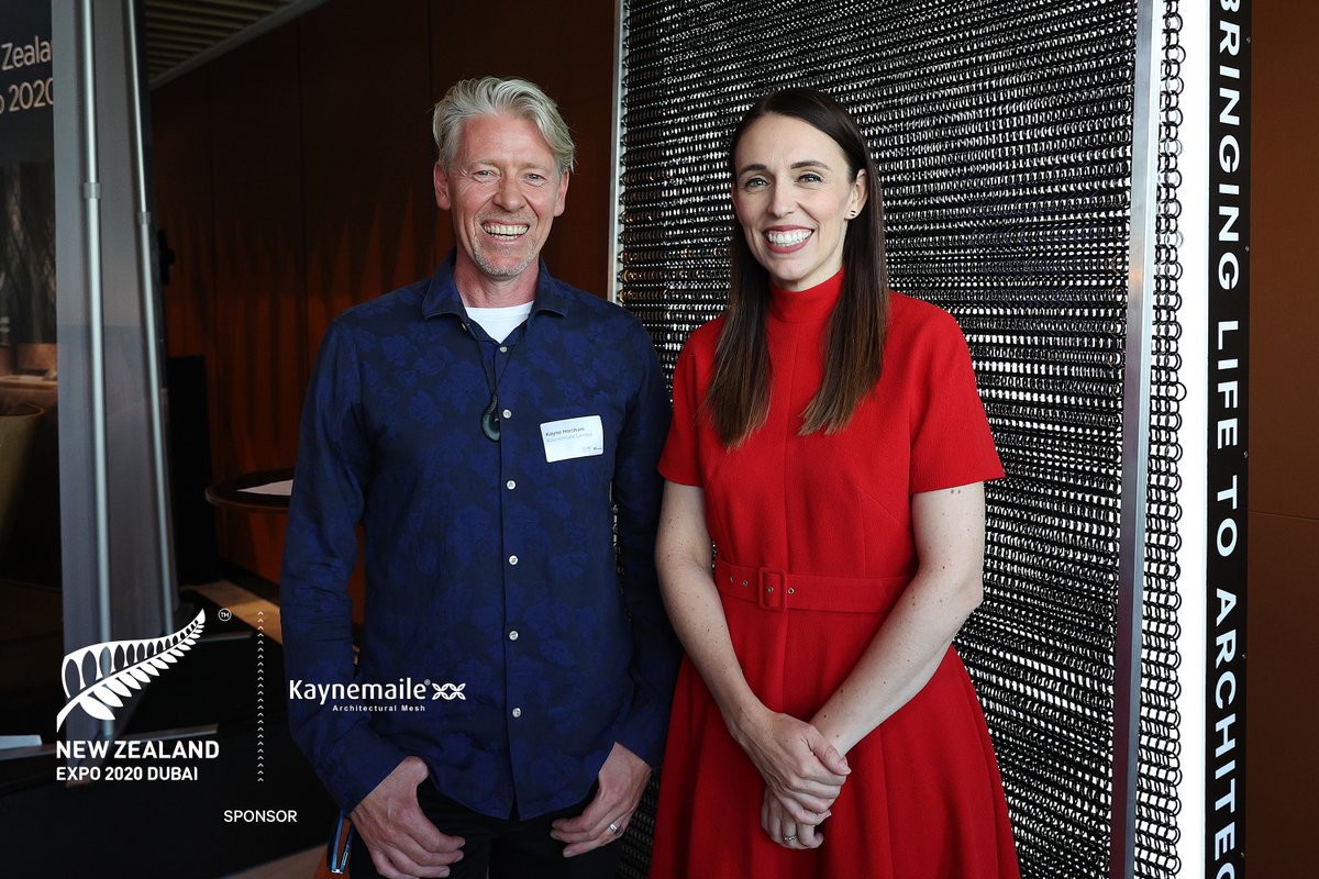 It was great to showcase the Kaynemaile kinetic facade for the pavilion experience at the NZ Pavilion launch for @expo2020dubai last week, together with <a href="/jacindaardern/">Jacinda Ardern</a>, Under-Secretary Rino Tirikatene Caroline Bilkey, Director of MFAT Auckland and <a href="/six60/">SIX60</a>.