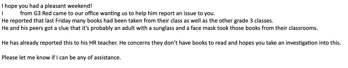 The provocation for  Grade 3 literacy unit on Mystery was almost "too successful". Students definitely took action regarding the missing books in their classrooms! They even initiated a formal investigation. <a href="/LaurenD26756554/">Lauren Dorsey</a>  <a href="/ibpyp/">IB PYP</a> #inquirymindset youtu.be/LzcJxd72Yss