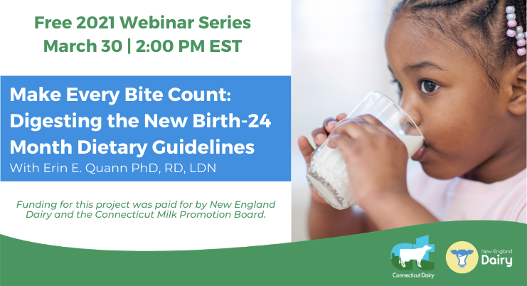 NewEnglandDairy's tweet photo. TOMORROW ➡️  March 30, 2021 | 2-3pm EST Free CPE for registered dietitians. Learn more about the new Birth - 24 Month Dietary Guidelines. SIGN UP: https://t.co/YCzlPFwu8E https://t.co/8pFGOKRNnc