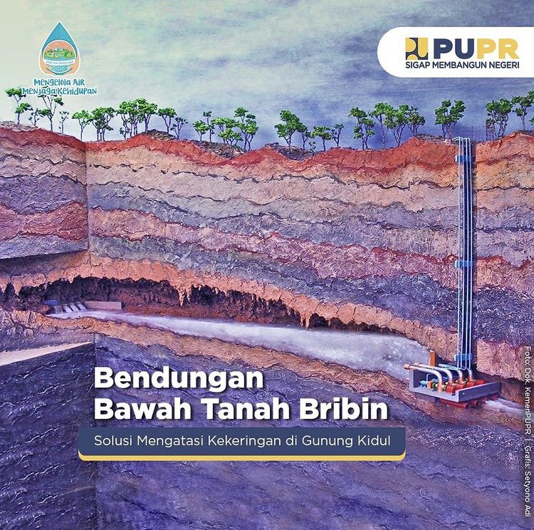 Tahukah kamu bahwa di Indonesia ada bendungan bawah tanah? Namanya Bendungan Bribin yang terletak di Kabupaten Gunung Kidul, Yogyakarta. Untuk menuju lokasi bendungan, kita harus menggunakan elevator menuju bawah tanah dengan kedalaman sekitar 100 m.
