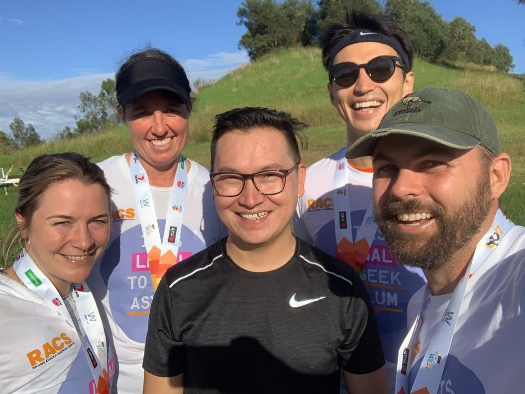 RACSaustralia's tweet photo. Thanks to all who supported team RACS at #RunWest last week. You helped raise 11K+ for RACS’ Auburn Outreach Centre! 

Highlights📸@ZakiHaidariAU RACS Ambassador, our dedicated lawyers, @1PaulPower CEO @OzRefugeeCounc, @GoFundraise 

Make a late donation>> https://t.co/VmDNYopVva https://t.co/v5C4DSWy21