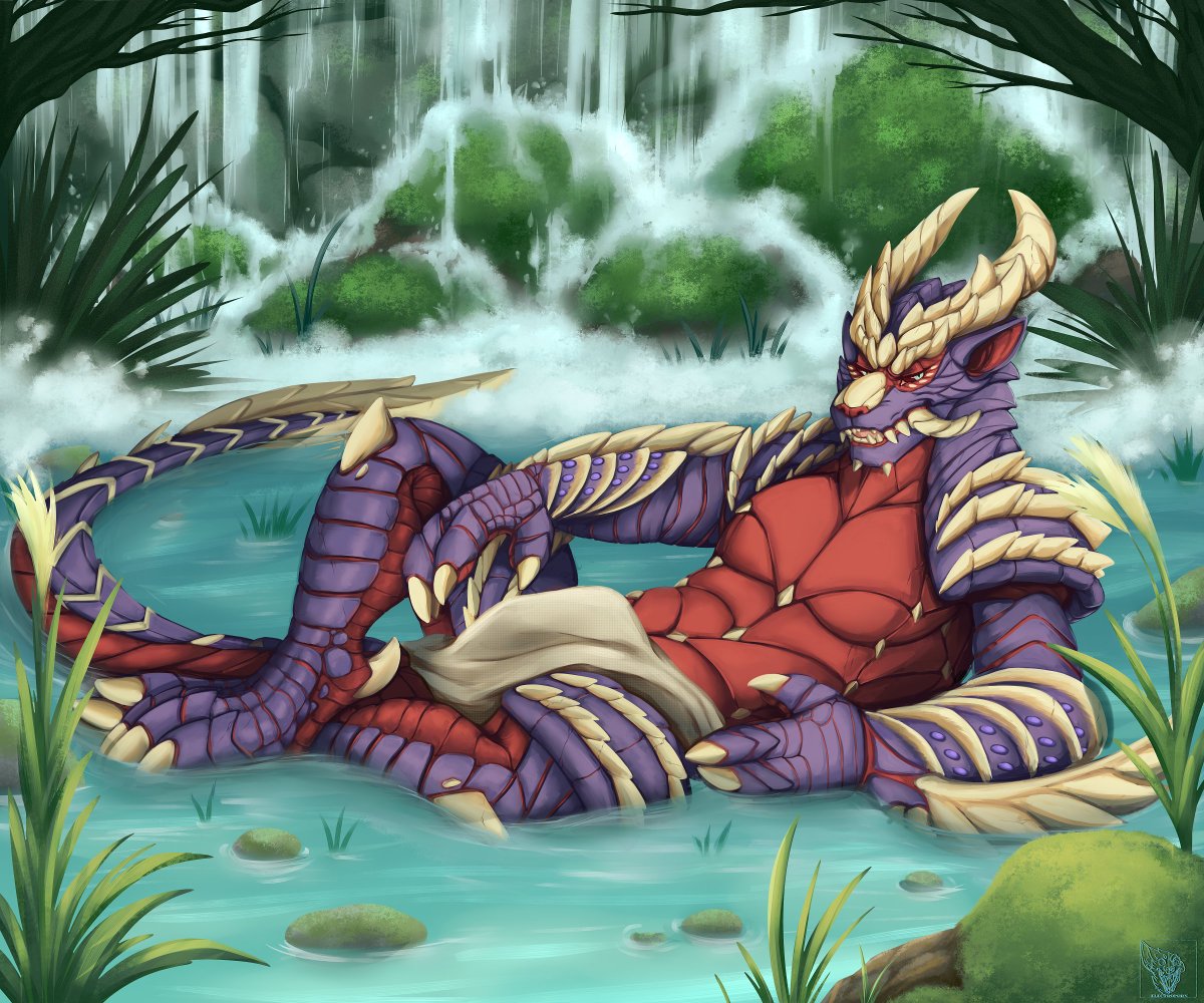Electro_Porn's tweet photo. You're on the trail of an unknown beast and you come upon this relaxing Magnamalo! Better have all your gear ready, cause he wont go down without a fight!

8 spicy alternate versions available to $5+ Patrons!
https://t.co/HtcGzSHyVG

#monsterhunter #mhrise #magnamalo #furryart https://t.co/uXN7uUTIa3