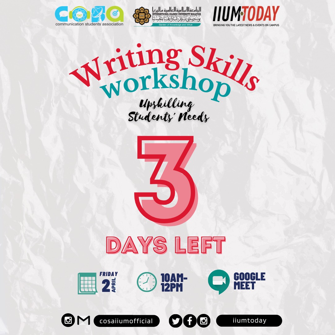 IIUMToday's tweet photo. Secretariat of Communication (COSA) and IIUMTODAY has a special event coming up this Friday! 🥳

Stay tuned for more updates! 📌

‼️3 DAYS LEFT‼️

See you there 🙌🏻

Regards,
Secretariat of Communication Students,
COSA 20/21

#cosaiiumofficial
#commdepartment
#iium https://t.co/puuSLKgHwI