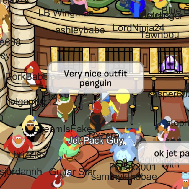 chickstick22's tweet photo. Met #JetPackGuy in the Pizza Parlor/ Bank! He’s so cool and so is his background 😎 #JPG #ClubPenguinRewritten #CPR https://t.co/8x2swC3BgX